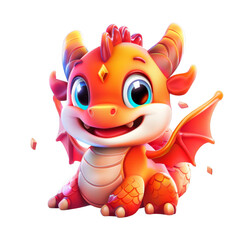 Obraz premium A cartoon dragon with large eyes and a happy expression.