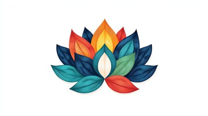 Fototapeta premium A vibrant lotus flower illustration with colorful petals, symbolizing beauty, tranquility, and spiritual growth.