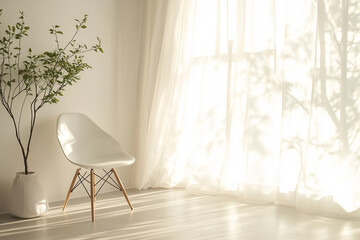 Modern Interior with Sheer Curtains
穏やかな雰囲気のモダンインテリア