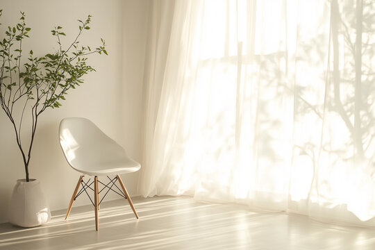 Modern Interior with Sheer Curtains
穏やかな雰囲気のモダンインテリア