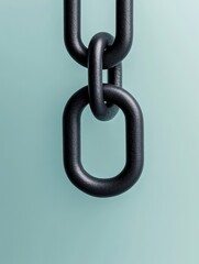 Obraz premium Close up of Black Chain Links Against a Light Green Background