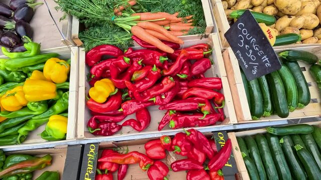 Colorful Vegetable Market in Libourne