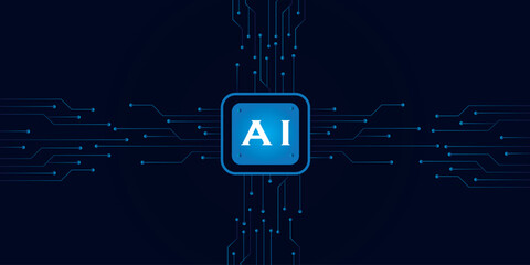 Artificial intelligence AI.Technology related to artificial intelligence, computers and systems that are intelligent,circuit board,Vector Illustration,Eps 10 ,all layers are single for coustomization.
