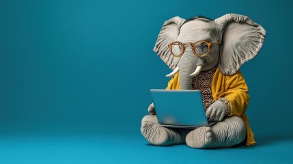Elephant using Laptop