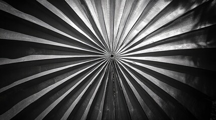 A close-up of a palm leaf with symmetrical lines radiating outward, creating a fresh and natural appeal