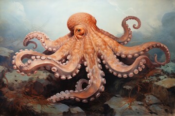 Obraz premium Octopus animal painting art.