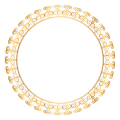 Vector golden round Turkish ornament. Ottoman circle, ring, frame.