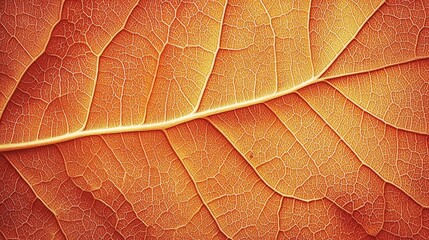 Obraz premium A close-up of a vivid orange autumn leaf, its veins radiating warmth and natural beauty