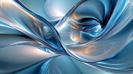 Obraz premium Abstract flowing shapes, soft gradient colors, droplet shaped patterns with a glossy feel, smooth transitions of light blue, blue, and cyan, creating a minimalist futuristic design