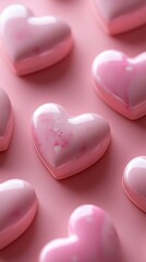 Obraz premium Minimalist hearts on a soft light pink background, creating an elegant Valentine’s Day design, symbolizing love, affection, romance, and connection in a simple and charming way.