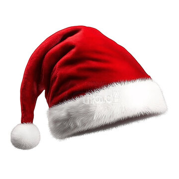 recommend clip art: red santa hat with white fur trim on transparent background