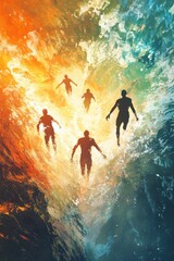 Fototapeta premium An artistic depiction of cold plunge and wellness activities emphasizing innovation and impact on society