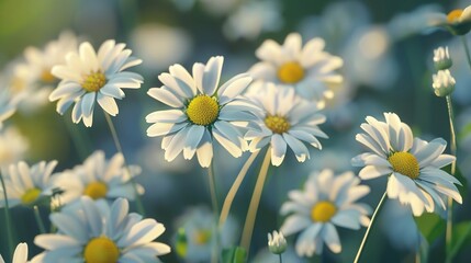 Fototapeta premium daisy seamless pattern wallpaper