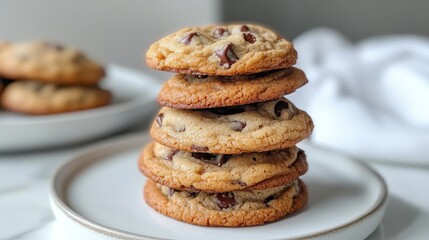 A Stack of Delicious Chocolate Chip Cookies