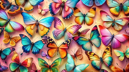 Minimalist Multicolored Butterfly Frame: A Vivid Nature Stock Photo