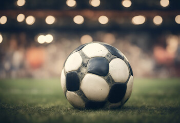 Fototapeta premium vintage ball football olated sport texture background black border cracked 