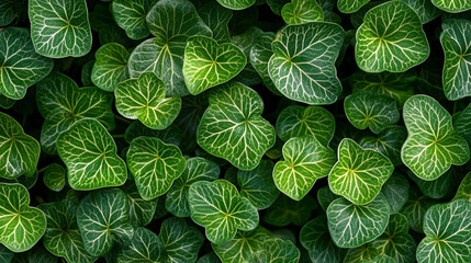 Fototapeta premium Lush green ivy leaves create a vibrant natural pattern in the garden