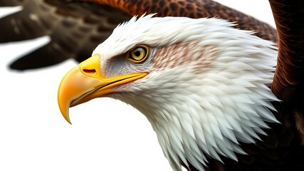Obraz premium Isolated bald eagle bird with intense gaze, predator, close up
