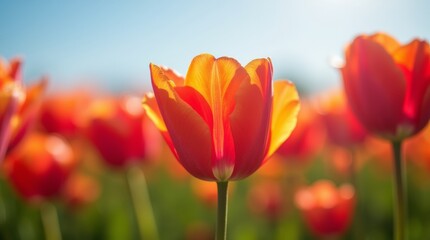 vibrant tulips in a field