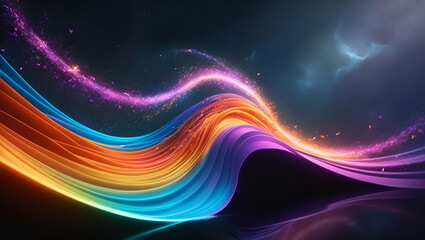 Fototapeta premium Abstract Colorful Wave with Glowing Particles
