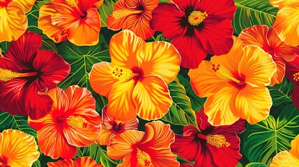 hibiscus seamless pattern wallpaper