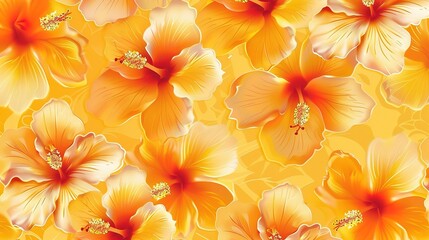 Fototapeta premium hibiscus seamless pattern wallpaper