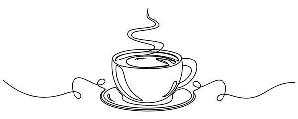 line art vector of a hot cup of coffee