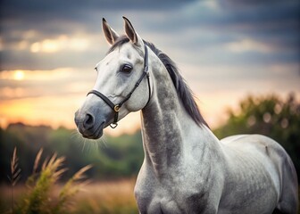 Minimalist Portrait: Elegant Gray Warmblood Horse