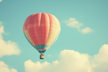 Naklejka premium Hot air balloon soaring through a vibrant sky, a peaceful and serene scene.