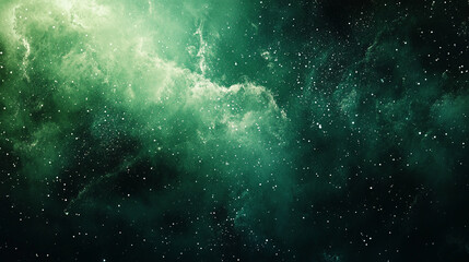 Fototapeta premium Explore the beauty of a vibrant green galaxy filled with stars in deep space
