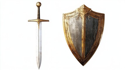 Sword and shield isolated on white background