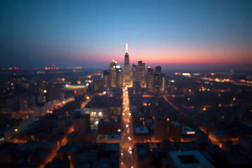 Naklejka premium Cityscape bokeh, Blurred, cityscape at twilight time