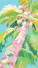 Fototapeta premium Palm tree painting art backgrounds.