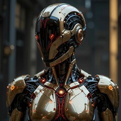 Fototapeta premium Humanoid Robot with Intricate Mechanical Components