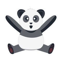 Funny Baby Panda Cartoon Illustration. Vector Character