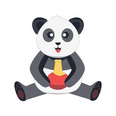 Funny Baby Panda Cartoon Illustration. Vector Character