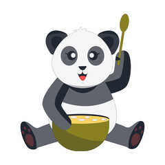 Funny Baby Panda Cartoon Illustration. Vector Character
