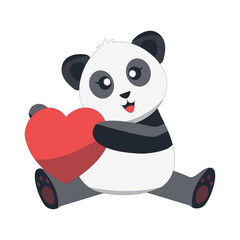 Funny Baby Panda Cartoon Illustration. Vector Character