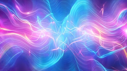 Fototapeta premium abstract neon waves, flowing light, purple blue - neon