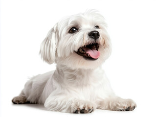 Obraz premium A Heartwarming Portrait of an Adorable Maltese Dog Highlighting Its Charming Features and Expressive Eyes Against a Pristine White Background.