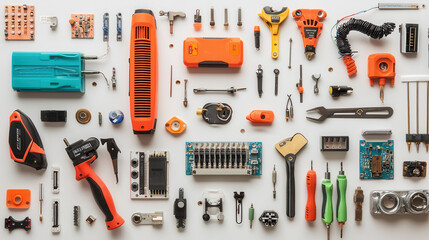 collection of professional grade tools and electrical repair equipment, showcasing various components and accessories for efficient repairs