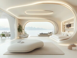 Serene Coastal Bedroom: Organic Modern Design with Ocean View