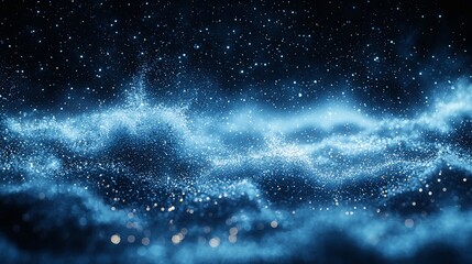 Naklejka premium Abstract blue glowing particles wave.