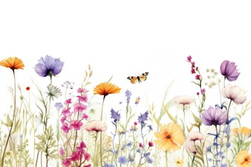 Colorful wildflowers with butterfly
