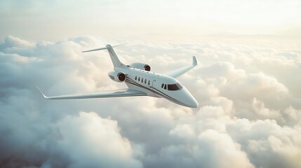 Obraz premium a 2D cartoon illustration of a jet plane flying over the clouds, fast and efficient, white background--ar 16:9