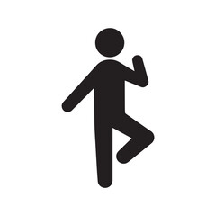 person standing with one leg raised and one arm raised icon, symbolizing balance and flexibility