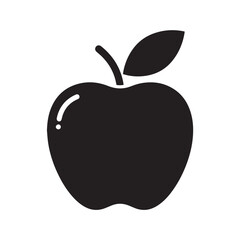 black apple with stem and leaf placed in the center of the image, symbolizing modern and healthy food