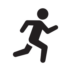 black icon of a person running, symbolizing fitness and active lifestyle