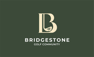 Monogram logo design initial B and Golf. Golf ball, golf stick and sport typography concept. Club and community template design.