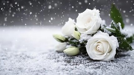 Winter's Embrace Snow Covered White Roses Bouquet